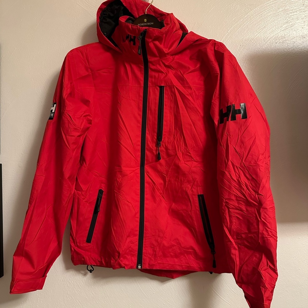 Helly Hansen Red Hooded Shell Jacket with Black Accents
